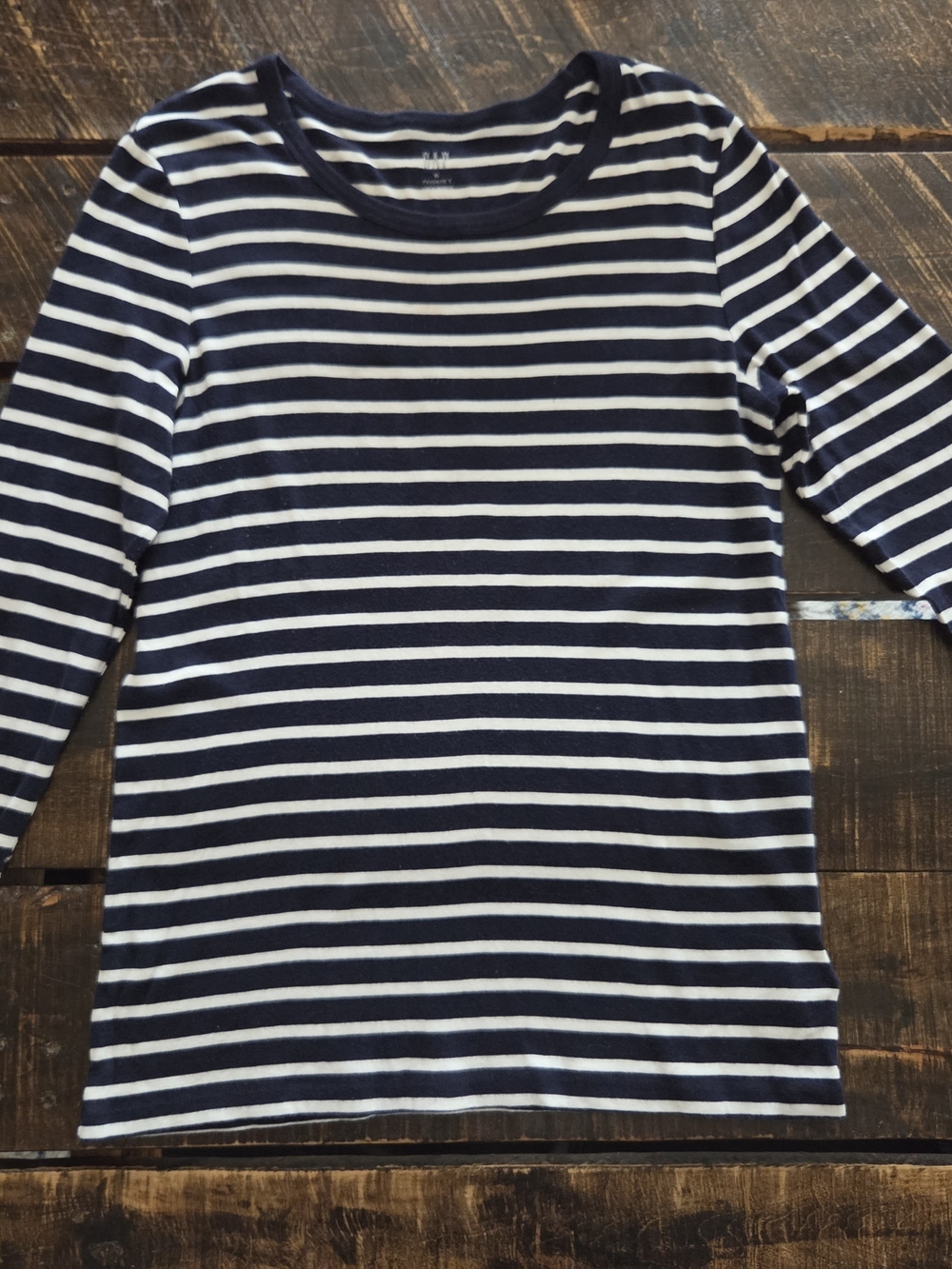 Gap Womans Navy and White Striped Long-Sleeve Shirt Size Xlarge Fits Snug